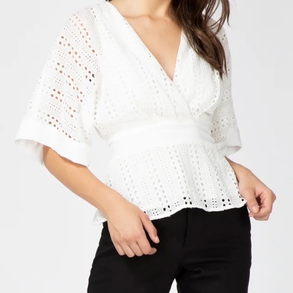 Adelyn Rae Janel Eyelet Kimono Top